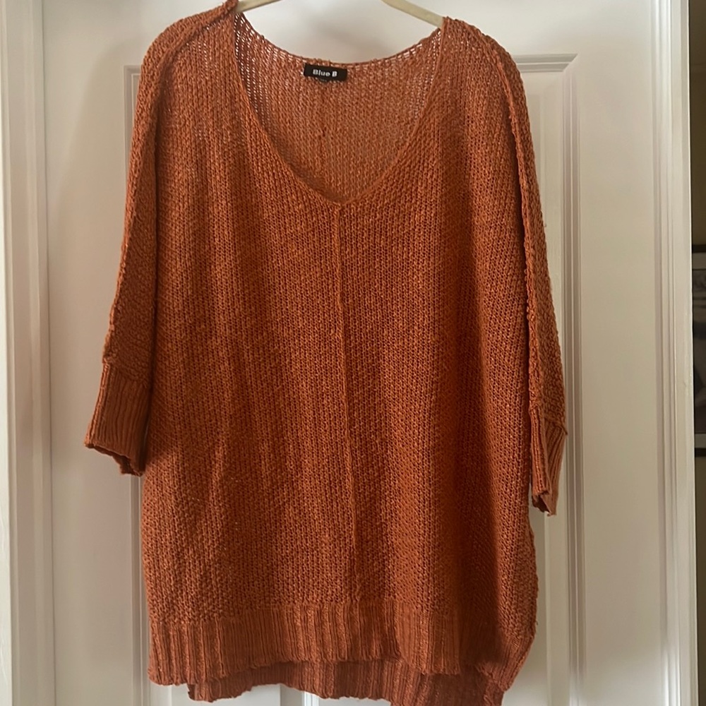 Beautiful lightweight Short Sleeve Sweater Rust Color by Blue B